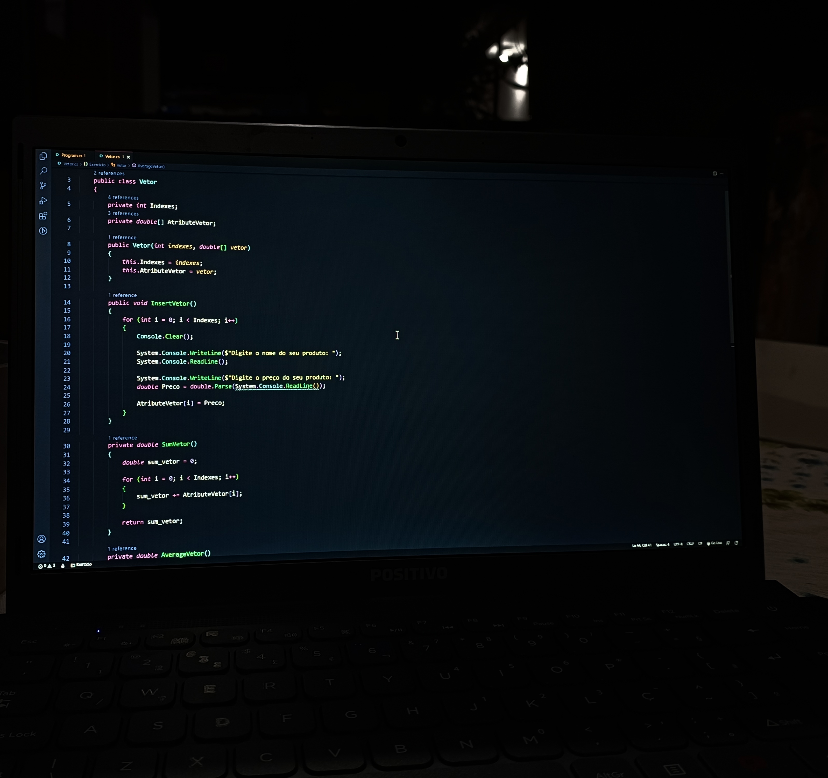 Código de um dos primeiros projetos em .NET